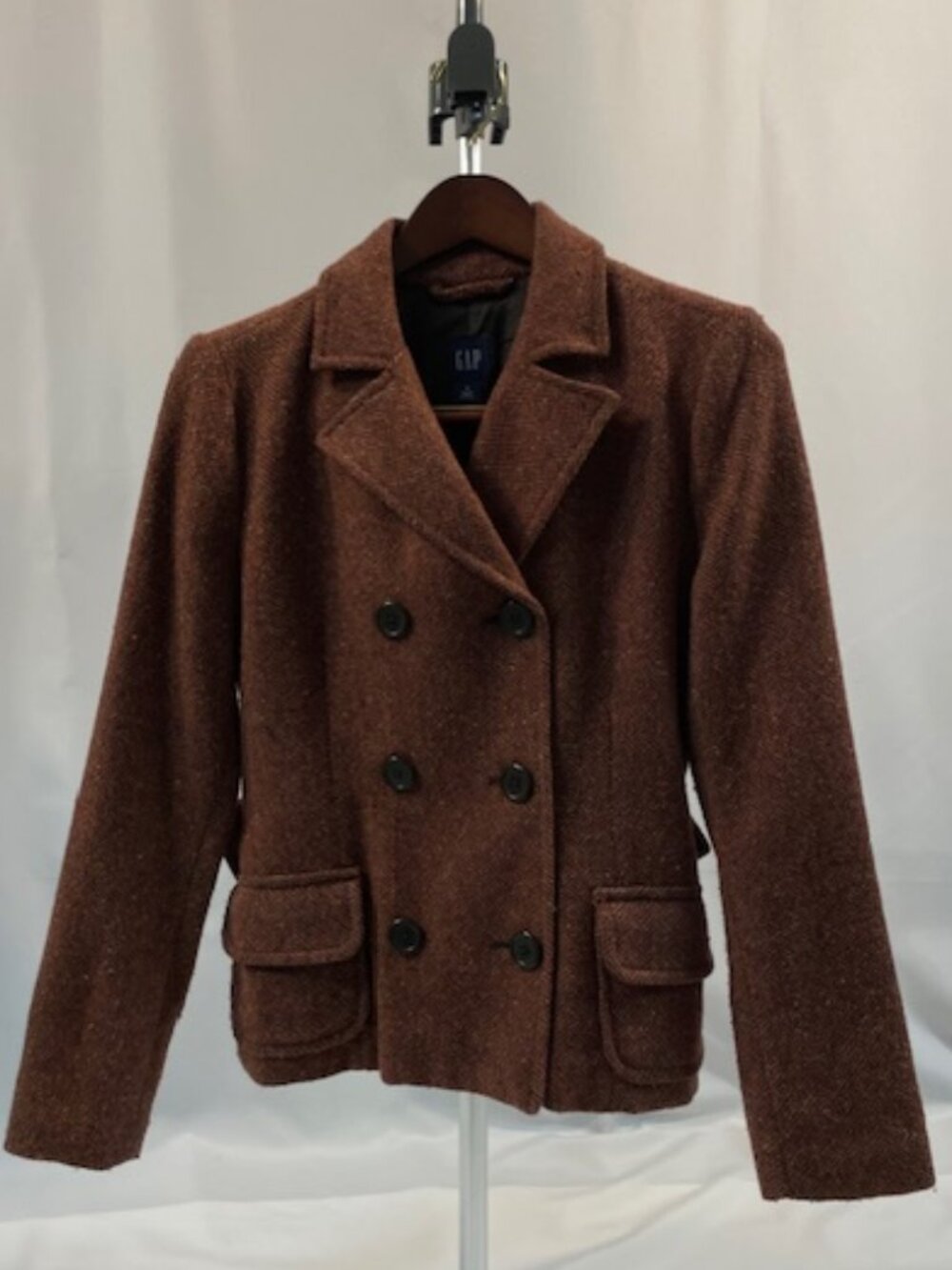 Women's Gap Tweed Double-Breastede Wool Blend Peacoat